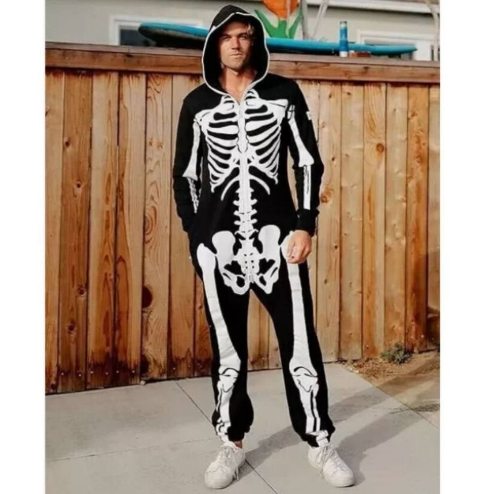 Tipsy Elves Full Zip Skeleton Halloween Onesie Costume New